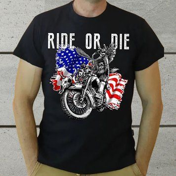 Biker-T-Shirt mit Flaggenmotiv. U-T-s-BkF-44 фото